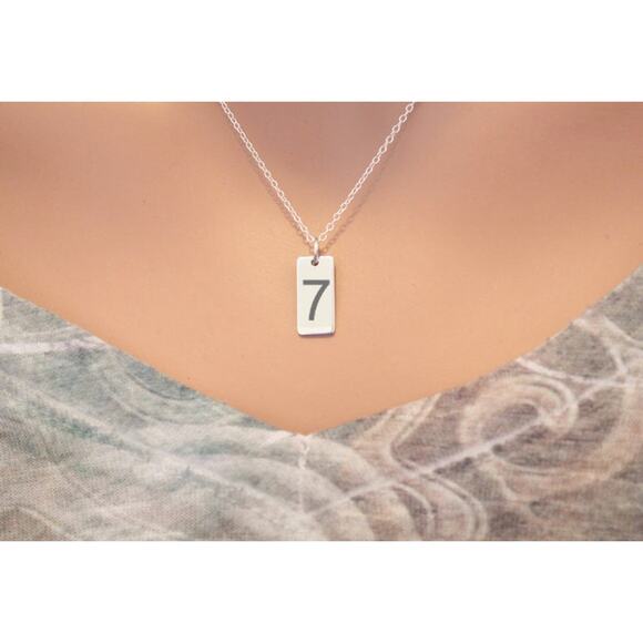 Sterling Silver Number 7 Charm Necklace - Picture 1 of 3